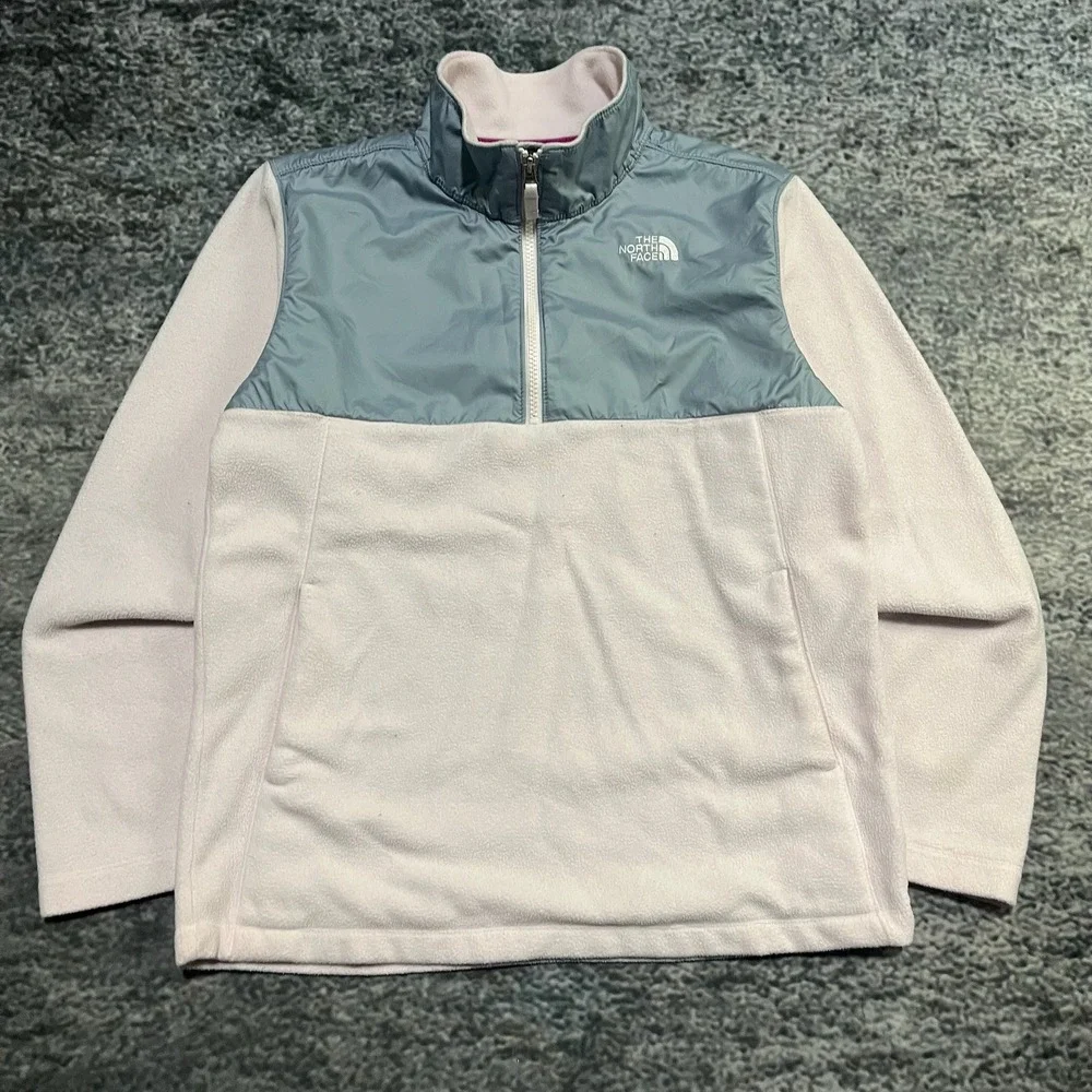 The North Face 1/4 Zip Fleece Sweater Girls XL Pink Gray Gorpcore Jacket‎